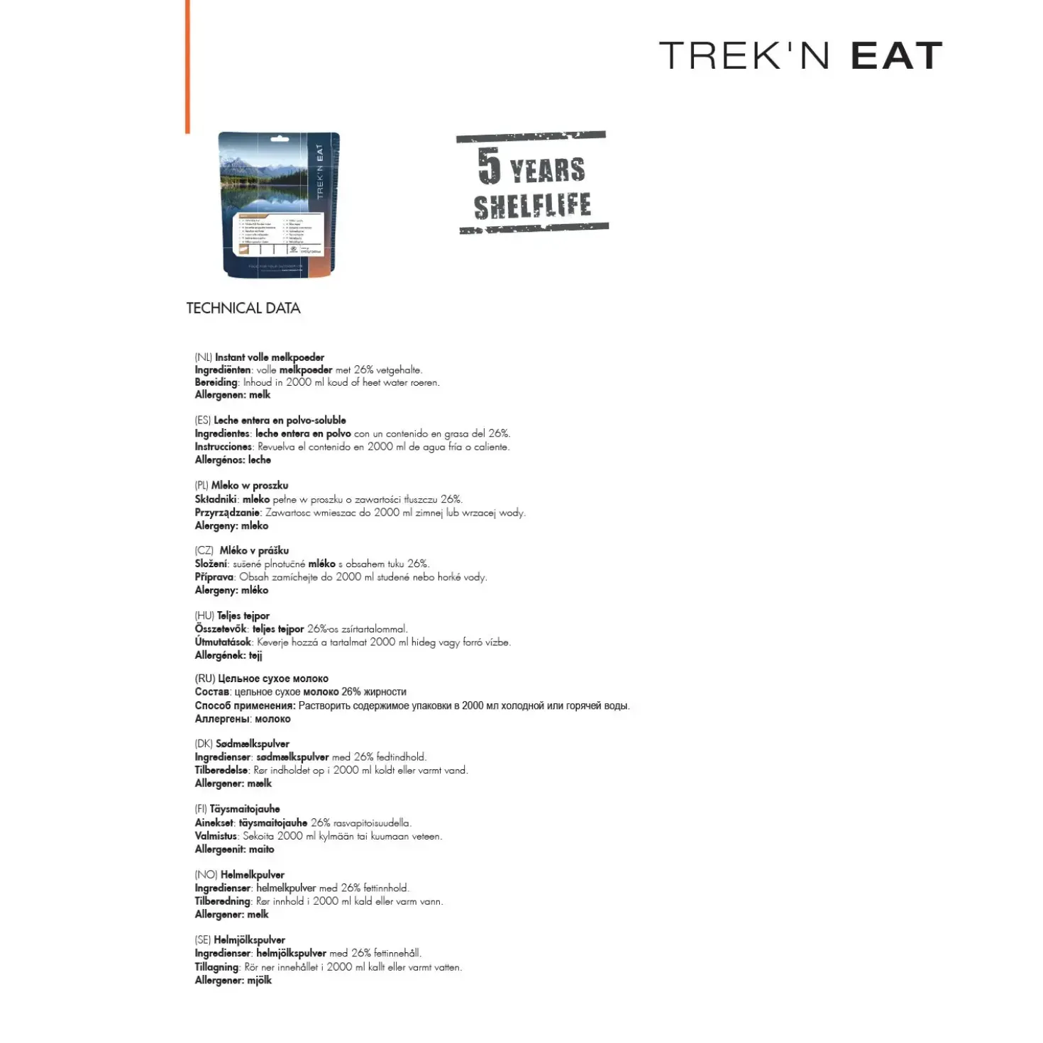 Trek N Eat Whole Milk Powder 250 g